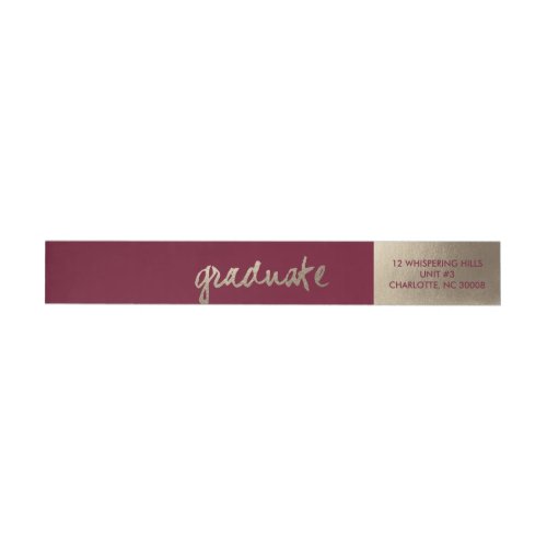 Golden Faux Foil Graduation return address Wrap Around Label