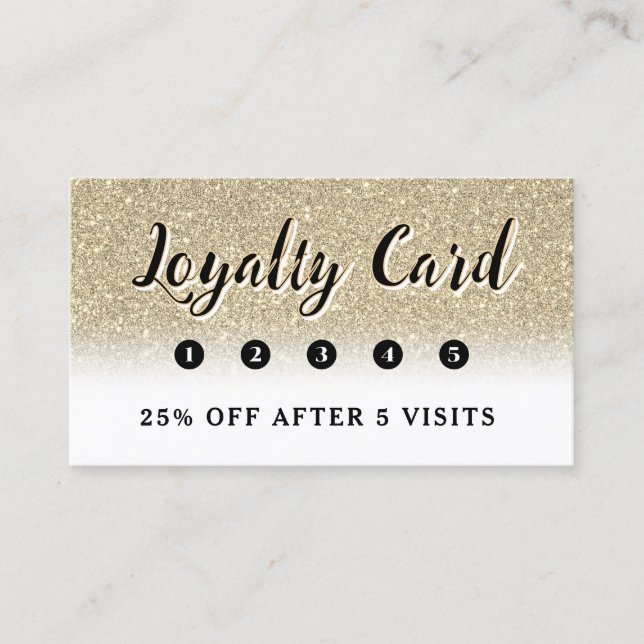 Golden faux glitter loyalty card (Front)