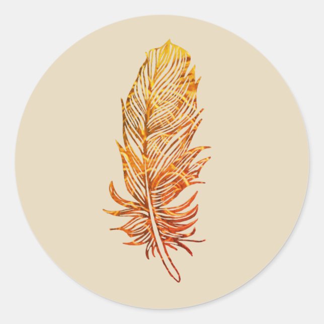 Golden Feather Art Classic Round Sticker, Glossy Classic Round Sticker (Front)