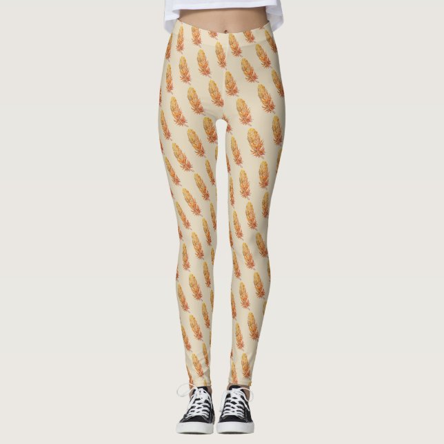 Golden Feather Art Custom Leggings (Front)