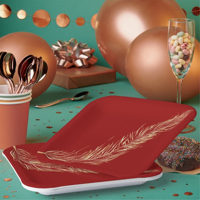 Golden Feather Paper Plates (Creator Uploaded)