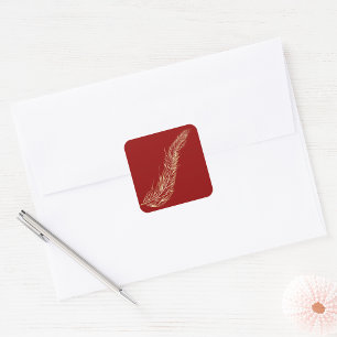 Golden Feather Square Sticker