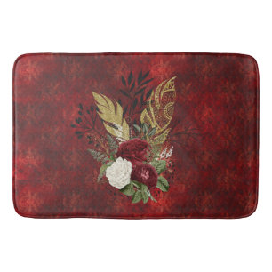 Golden Feathers and Roses Goth Inspired Bath Mat
