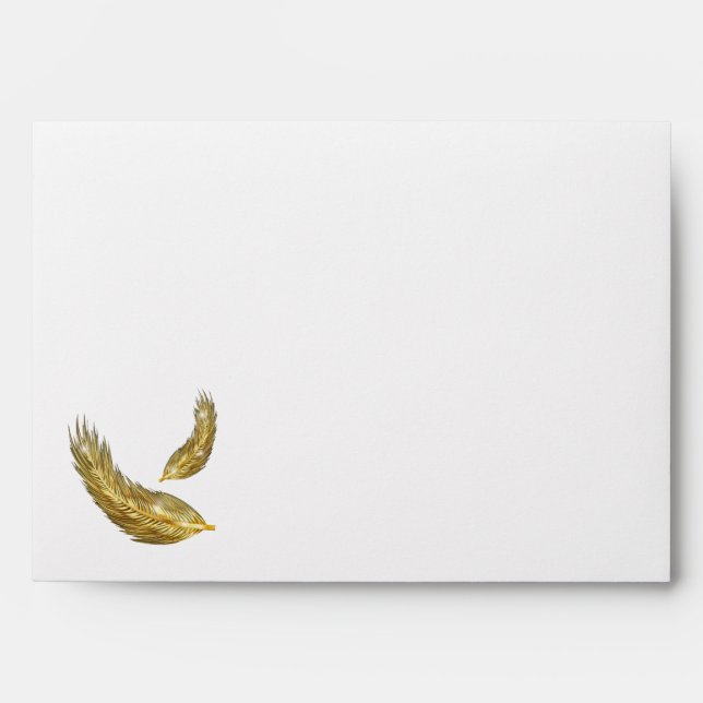 Golden Feathers Lined Envelopes (Front)