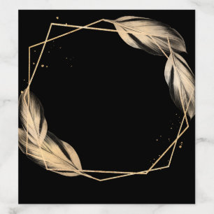 Golden Feathers on Black Envelope Liner