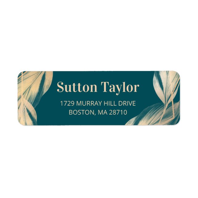 Golden Feathers on Teal Label (Front)