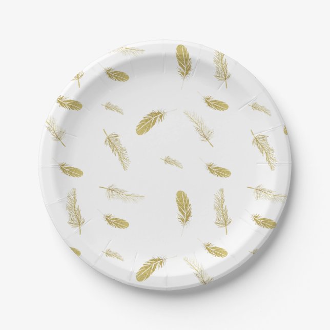 Golden Feathers Paper Plates (Front)