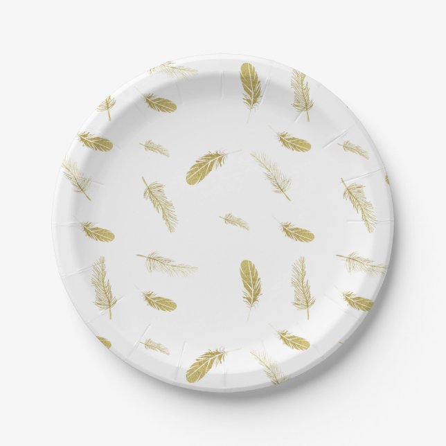 Golden Feathers Paper Plates (Front)