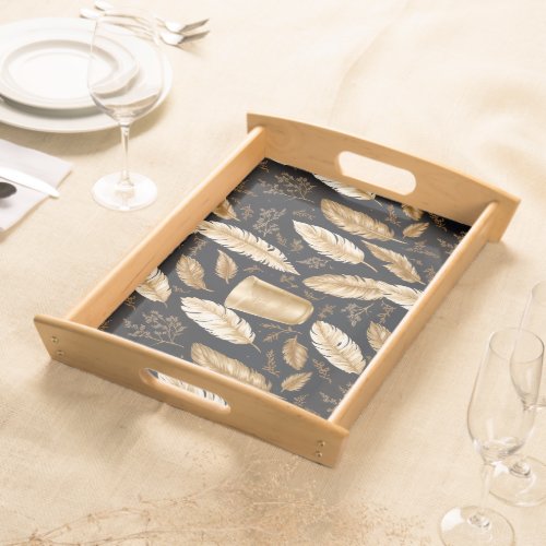 Golden Feathers Prosperity serving tray