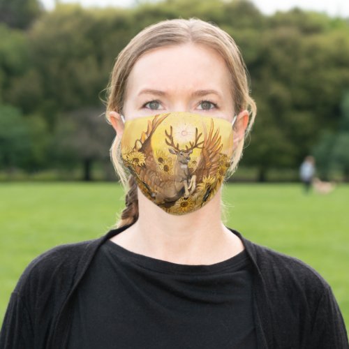 Golden Feilds Mule Deer Pertyon Art Adult Cloth Face Mask