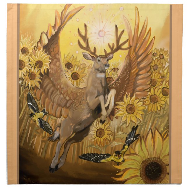 Golden Feilds Winged Mule Deer Cloth Napkin (Front)