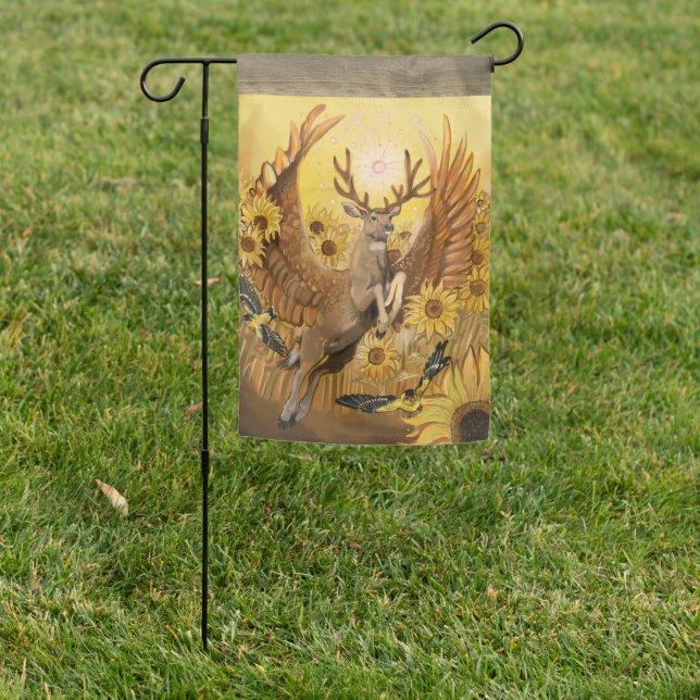 Golden Feilds Winged Mule Deer Garden Flag (In SItu)