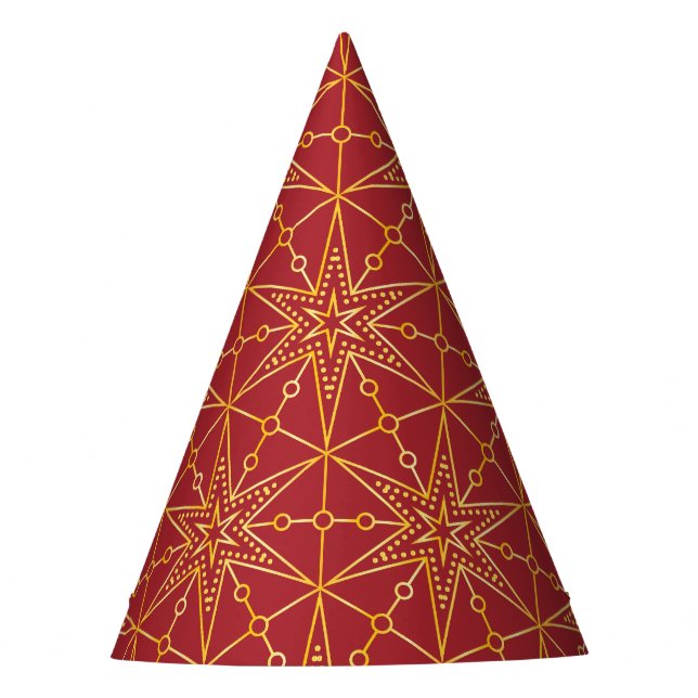 Golden Festive Starry Party Hat (Front)
