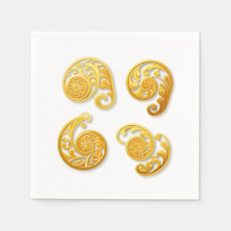 Golden Festive Swirls – Luxury Party Napkin