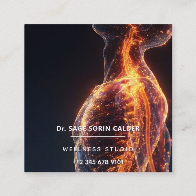 Golden Field Holistic Bodywork Square Business Card (Front)