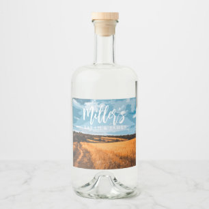 Golden Field Rustic Sunlit Summer Country Liquor Bottle Label