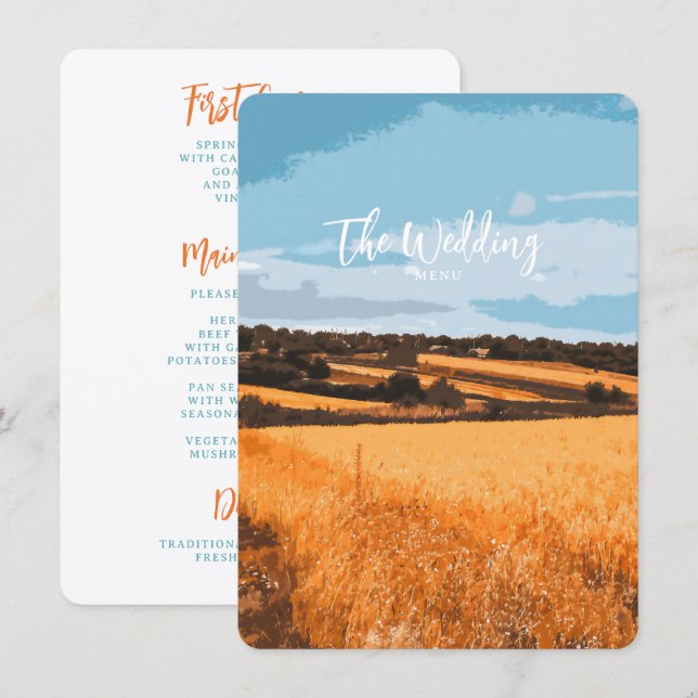 Golden Field Rustic Sunlit Summer Country Menu (Front/Back)