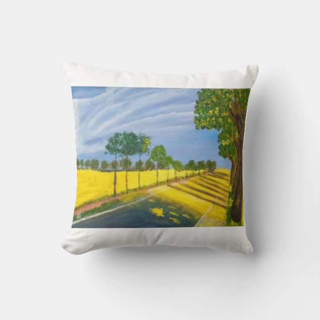 Golden Fields and Path Throw Pillow (Front)