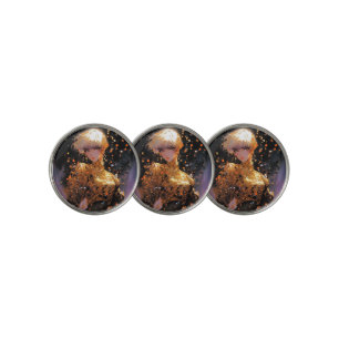 Golden Fiery Fantasy Anime Girl Golf Ball Marker