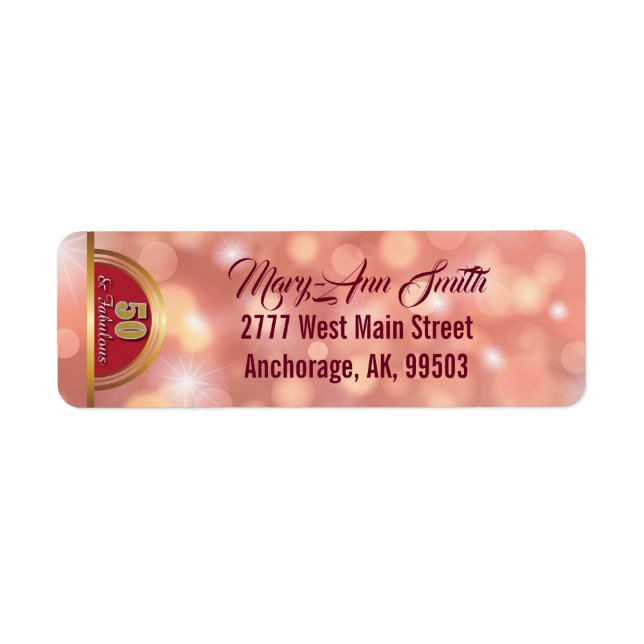 Golden Fifty & Fabulous Return Address Label (Front)
