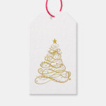 Golden Filigree Christmas Trees Gift Tags
