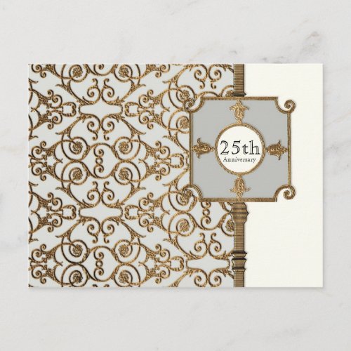 Golden Filigree Grey _ 25th Anniversary Postcard