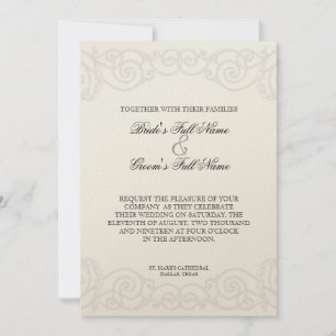Golden Filigree, Grey - Wedding Invitation