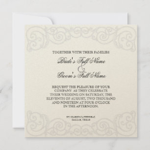 Golden Filigree, Grey - Wedding Invitation