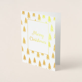 Golden Fir Trees Elegant Foil Christmas Card