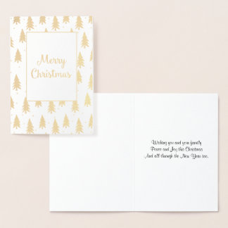 Golden Fir Trees Foil Christmas Card
