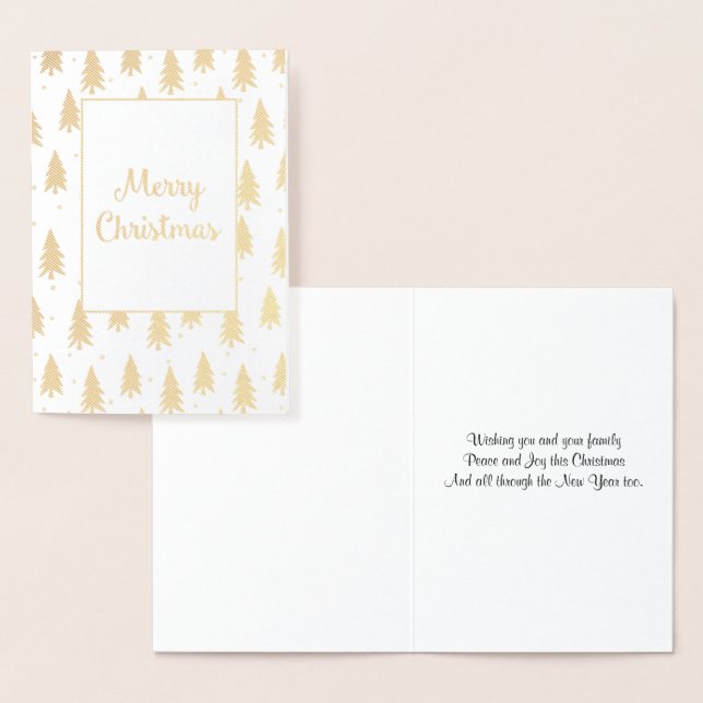Golden Fir Trees Foil Christmas Card (Display)