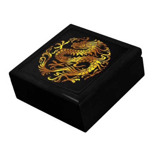 Golden Fire A Dragons Engraving Gift Box