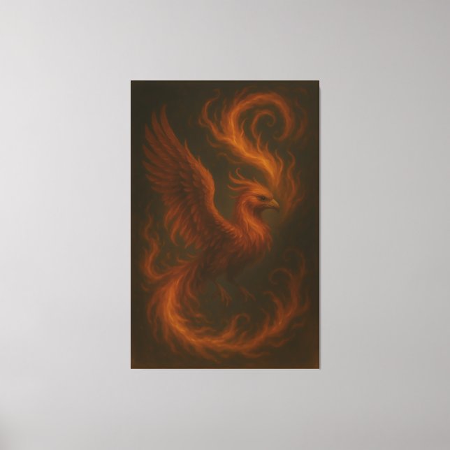 Golden Fire Phoenix • Luxury Fine Art Canvas Print (Front)