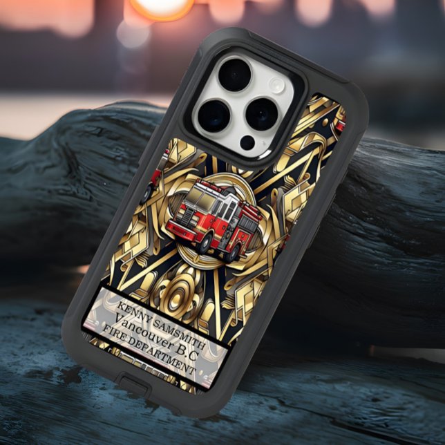 Golden Firetruck Art Deco iPhone 15 Pro Case (Creator Uploaded)