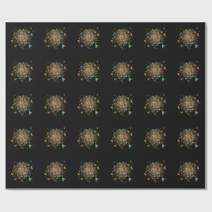 Golden Fireworks & Confetti Celebration Wrapping Paper