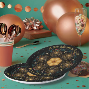 Golden Fireworks Kaleidoscope - Happy New Year Paper Plates