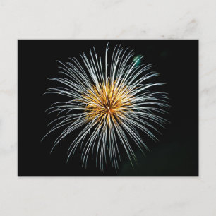 Golden fireworks postcard