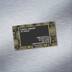 Golden Fireworks Style Seven Line Custom   Business Card Magnet
