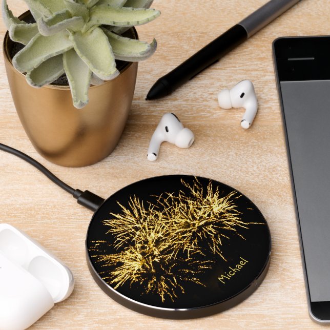 Golden fireworks  wireless charger  (Desk 2)