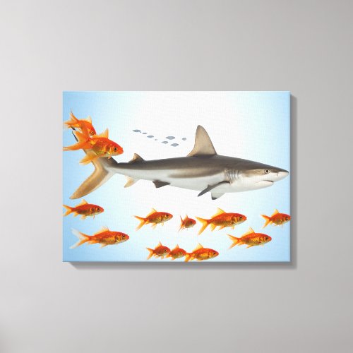 Golden Fish and Shark Canvas Print