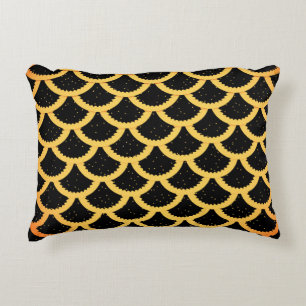 Golden fish scales pattern accent pillow