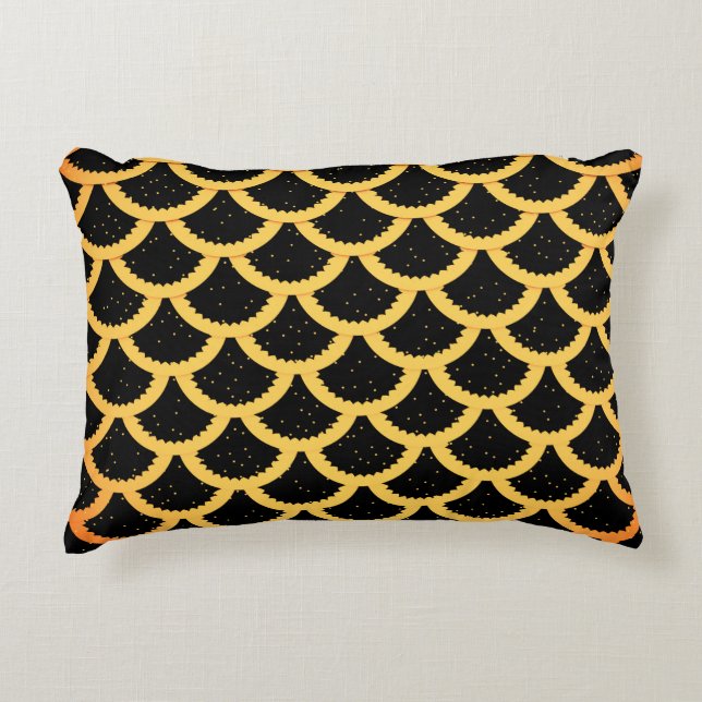 Golden fish scales pattern accent pillow (Front)