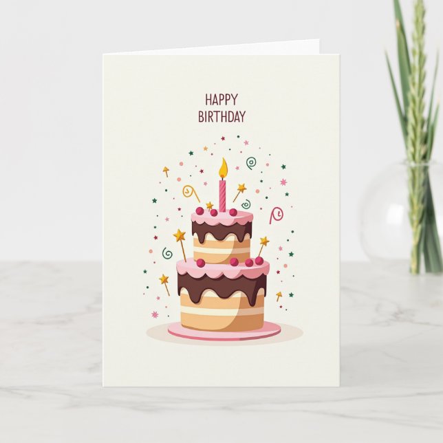 Golden Flame Birthday Card (Front)