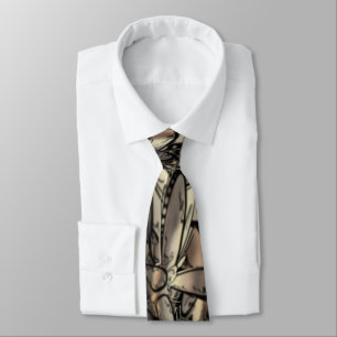 Golden flame flower neck tie