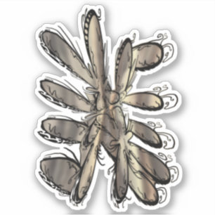 Golden flame flower sticker