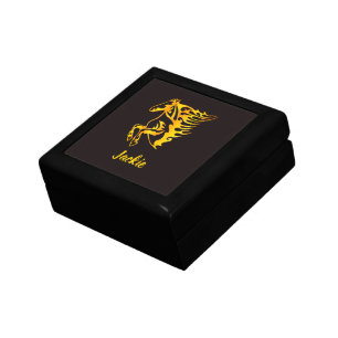 Golden flame horse with custom name  gift box