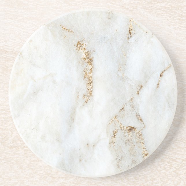 Golden Flecked White Marble Coaster (Front)