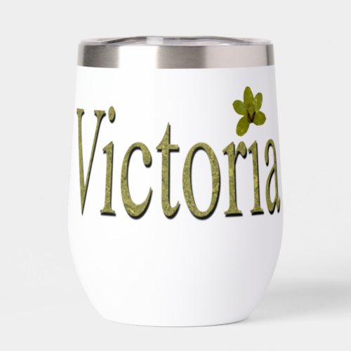 Golden Flecks Victoria Name Design Thermal Wine Tumbler