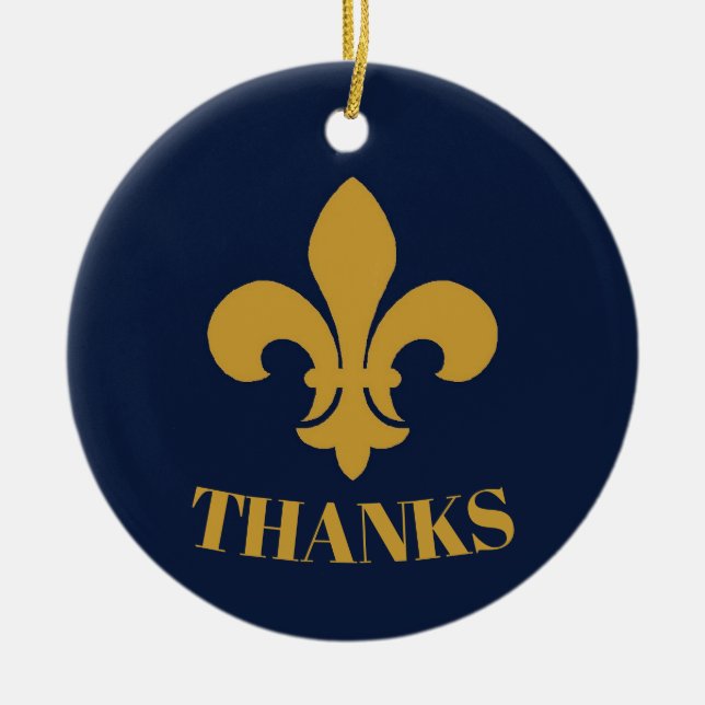 Golden Fleur De Lis, add, edit text Ceramic Ornament (Front)