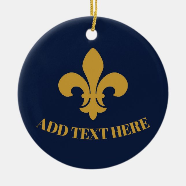 Golden Fleur De Lis Ceramic Ornament (Front)